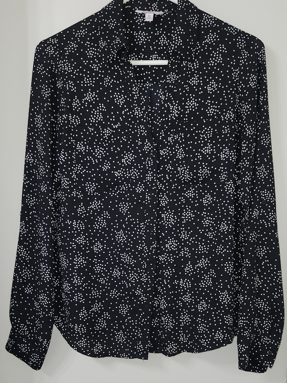 Candie's Black Blouse with White Dot Print
